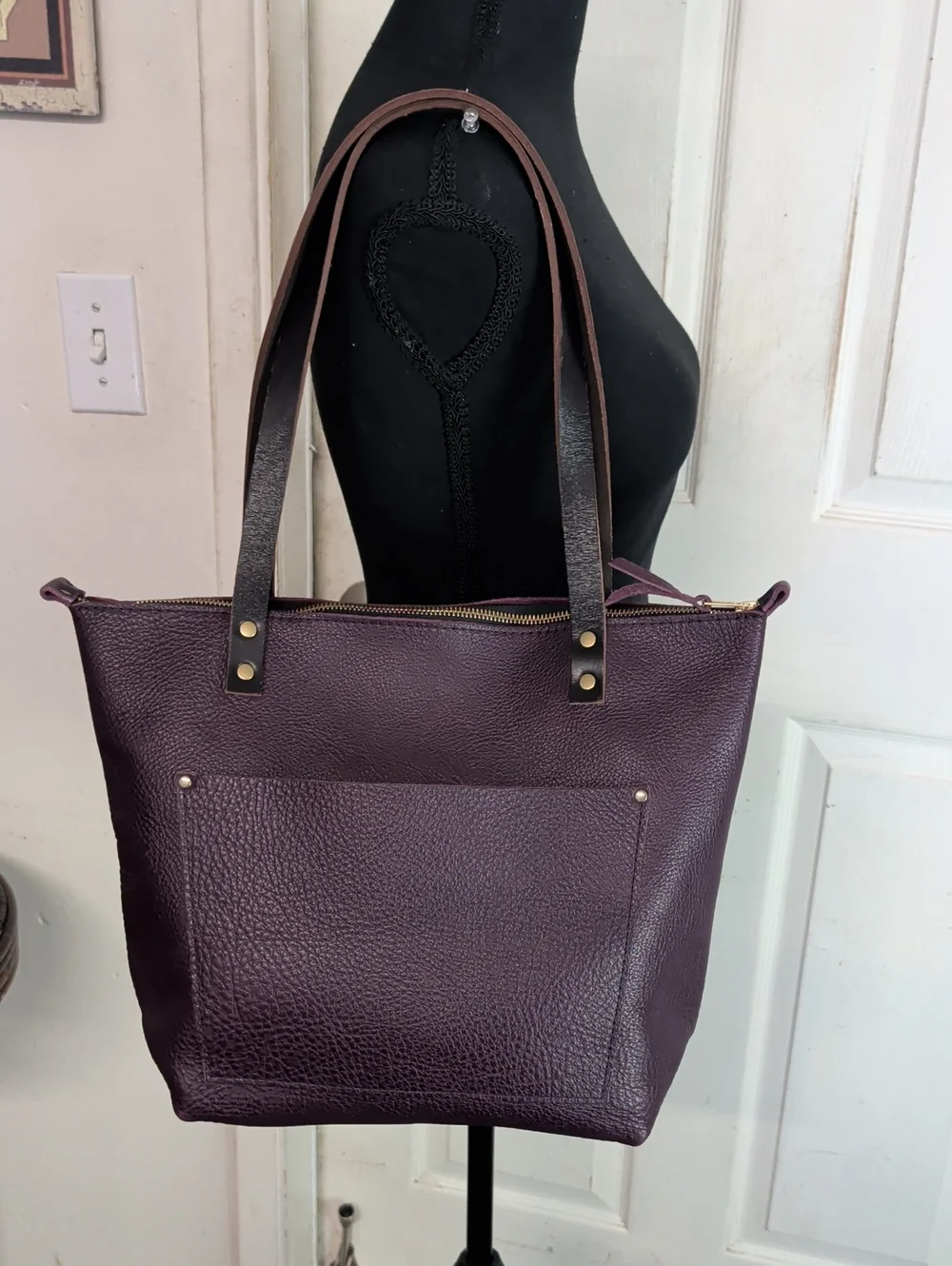 Portland Leather Plum Purple Shoulder Bag